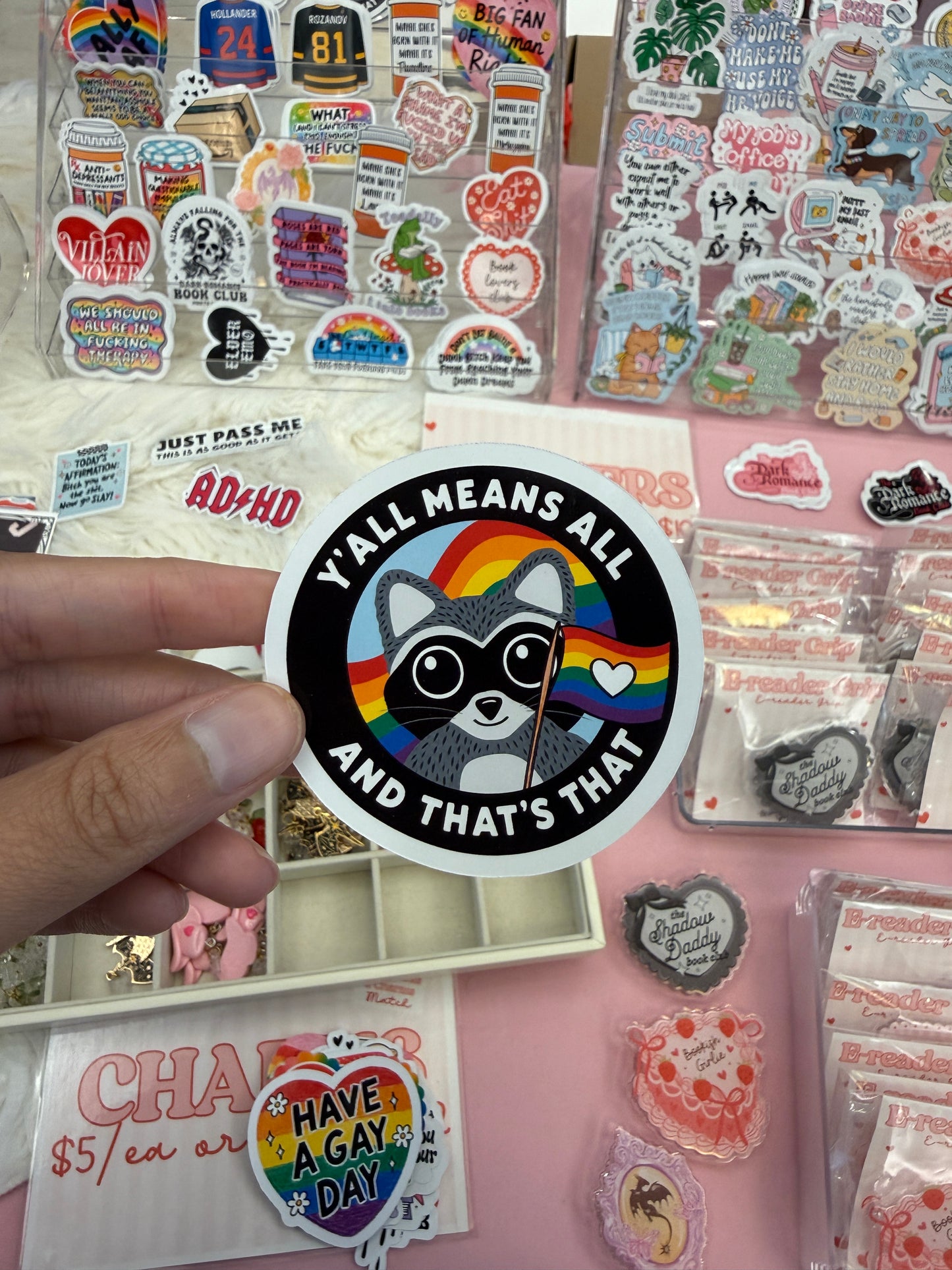 Y’all Means All Raccoon Sticker