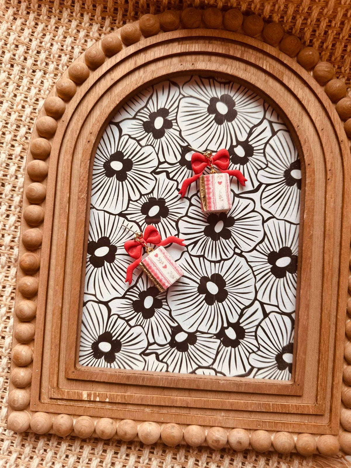 Red Books with Bows Polymer Clay Earrings