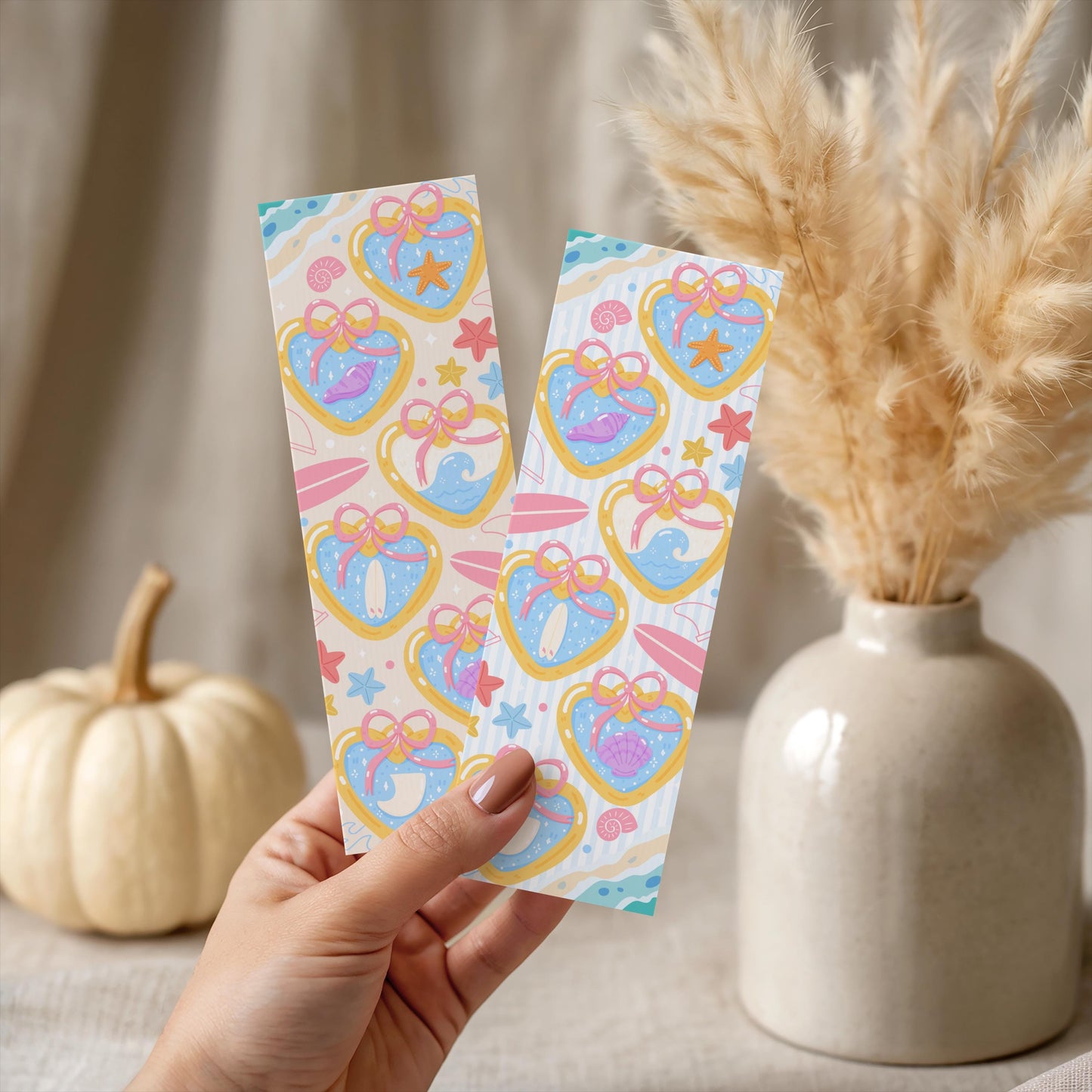 Beachy Heart Bookmark | Summer Bookmark | Cute Coquette Bookmark | Ocean Aesthetic Bookmark | Girly Book Lover Gift |