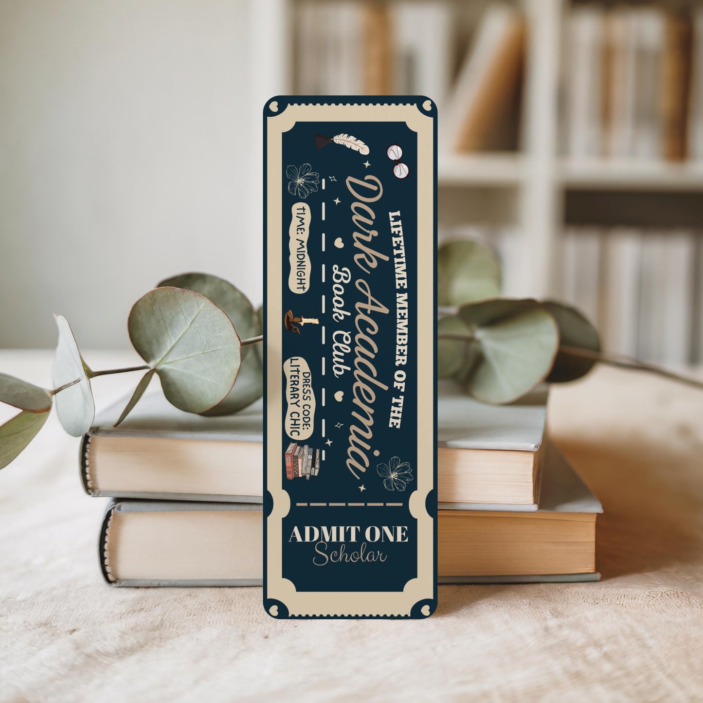 Dark Academia Bookmark | Ticket Bookmark | Book Club Bookmark | Vintage Aesthetic Bookmark | Reader Gift | Book Lover Gift |