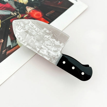 Novelty Imitation Knife Hair Claw, Halloween Party Clip: White