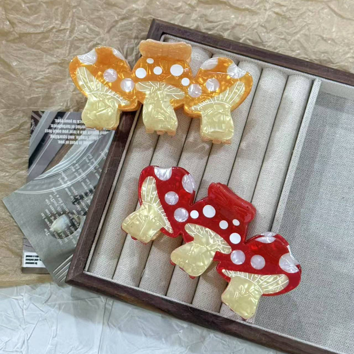 Creative Colorful Triple Mushroom Large Hair Claws: Yellow