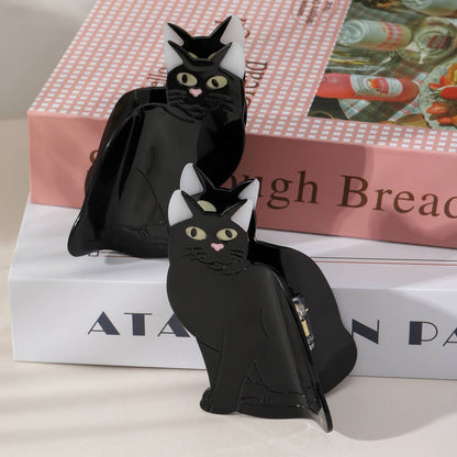 Playful Black Cat Hair Clip, Pet-Inspired Hair Accessory: Black