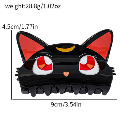 Adorable Big Eyes Black Cat Head Hair Claw Clips : B