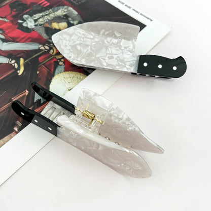 Novelty Imitation Knife Hair Claw, Halloween Party Clip: White