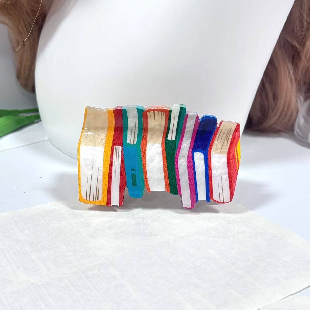 Stacked Books Hair Claw, Back-to-School Book Hair Clip: Colorful