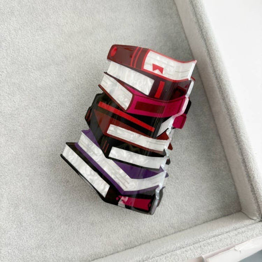 Whimsical Stacked Book Design Hair Claw Clip: Dark