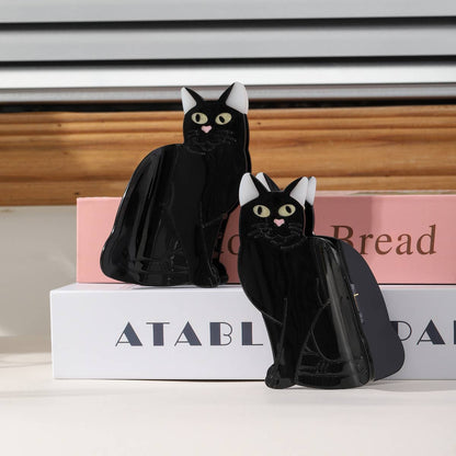 Playful Black Cat Hair Clip, Pet-Inspired Hair Accessory: Black