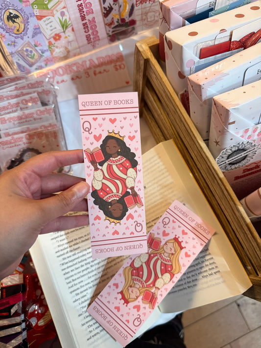 Queen of Books Bookmark | Playing Card Bookmark | Cute Reader Gift | Pink Bookish Bookmark | Book Lover Gift