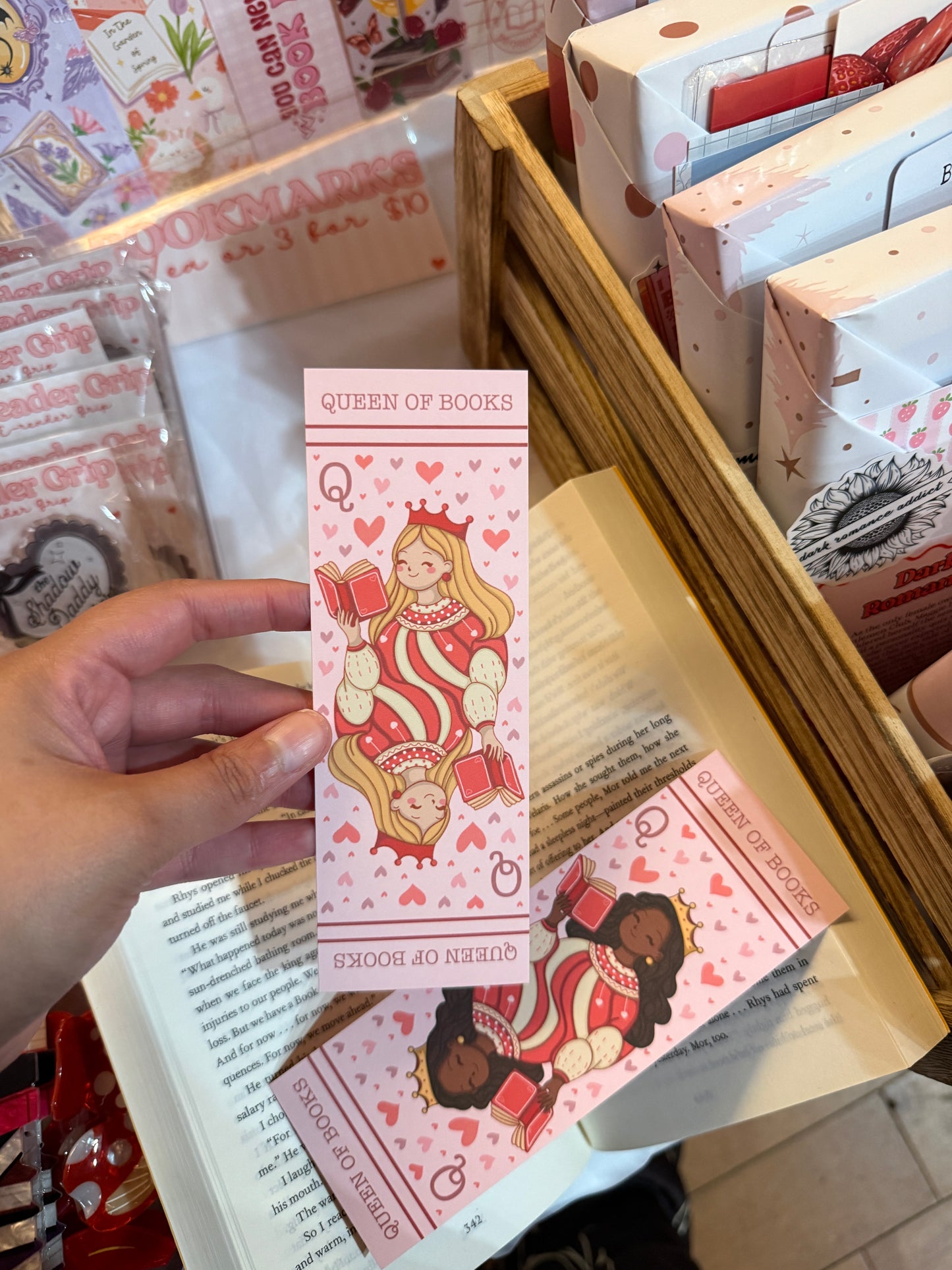 Queen of Books Bookmark | Playing Card Bookmark | Cute Reader Gift | Pink Bookish Bookmark | Book Lover Gift