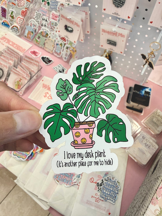 I Love My Desk Plant Sticker