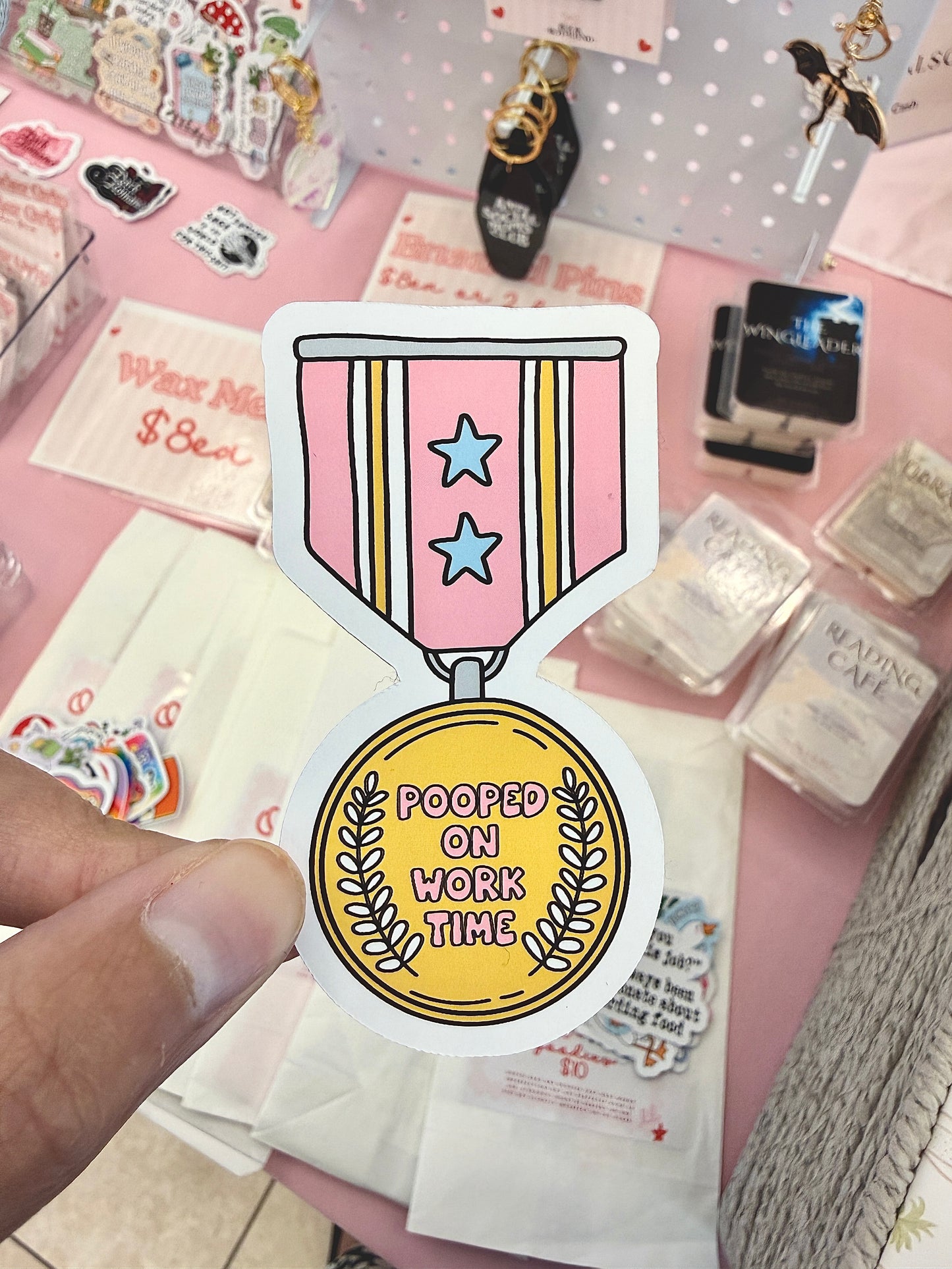 Pooped on Work Time Sticker, Funny Coworker and Office Humor Gift