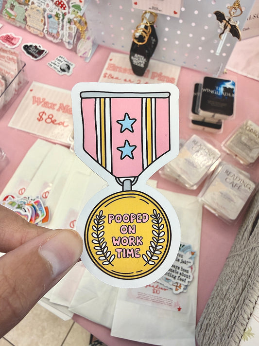 Pooped on Work Time Sticker, Funny Coworker and Office Humor Gift