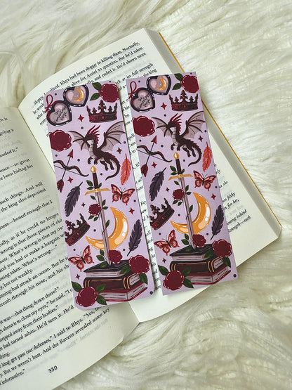 Romantasy Bookmark | Dragon and Roses Bookish Gift | Fantasy Romance Bookmark | Dark Academia Book Lover Gift | Bookish Stationery