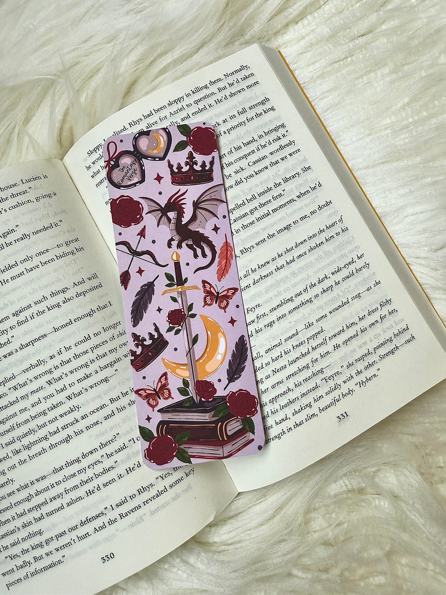 Romantasy Bookmark | Dragon and Roses Bookish Gift | Fantasy Romance Bookmark | Dark Academia Book Lover Gift | Bookish Stationery