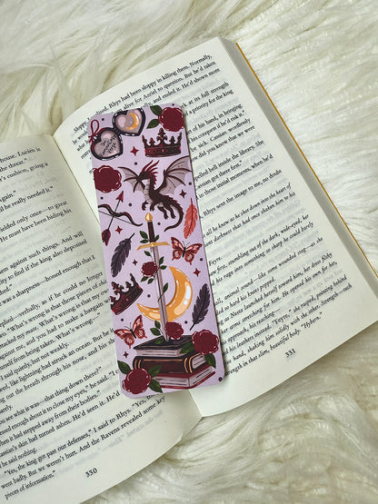 Romantasy Bookmark | Dragon and Roses Bookish Gift | Fantasy Romance Bookmark | Dark Academia Book Lover Gift | Bookish Stationery