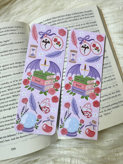 Romantasy Bookmark | Dragon and Roses Bookish Gift | Fantasy Romance Bookmark | Dark Academia Book Lover Gift | Bookish Stationery