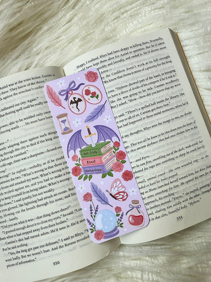 Romantasy Bookmark | Dragon and Roses Bookish Gift | Fantasy Romance Bookmark | Dark Academia Book Lover Gift | Bookish Stationery