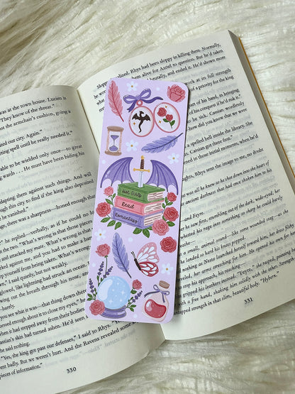 Romantasy Bookmark | Dragon and Roses Bookish Gift | Fantasy Romance Bookmark | Dark Academia Book Lover Gift | Bookish Stationery