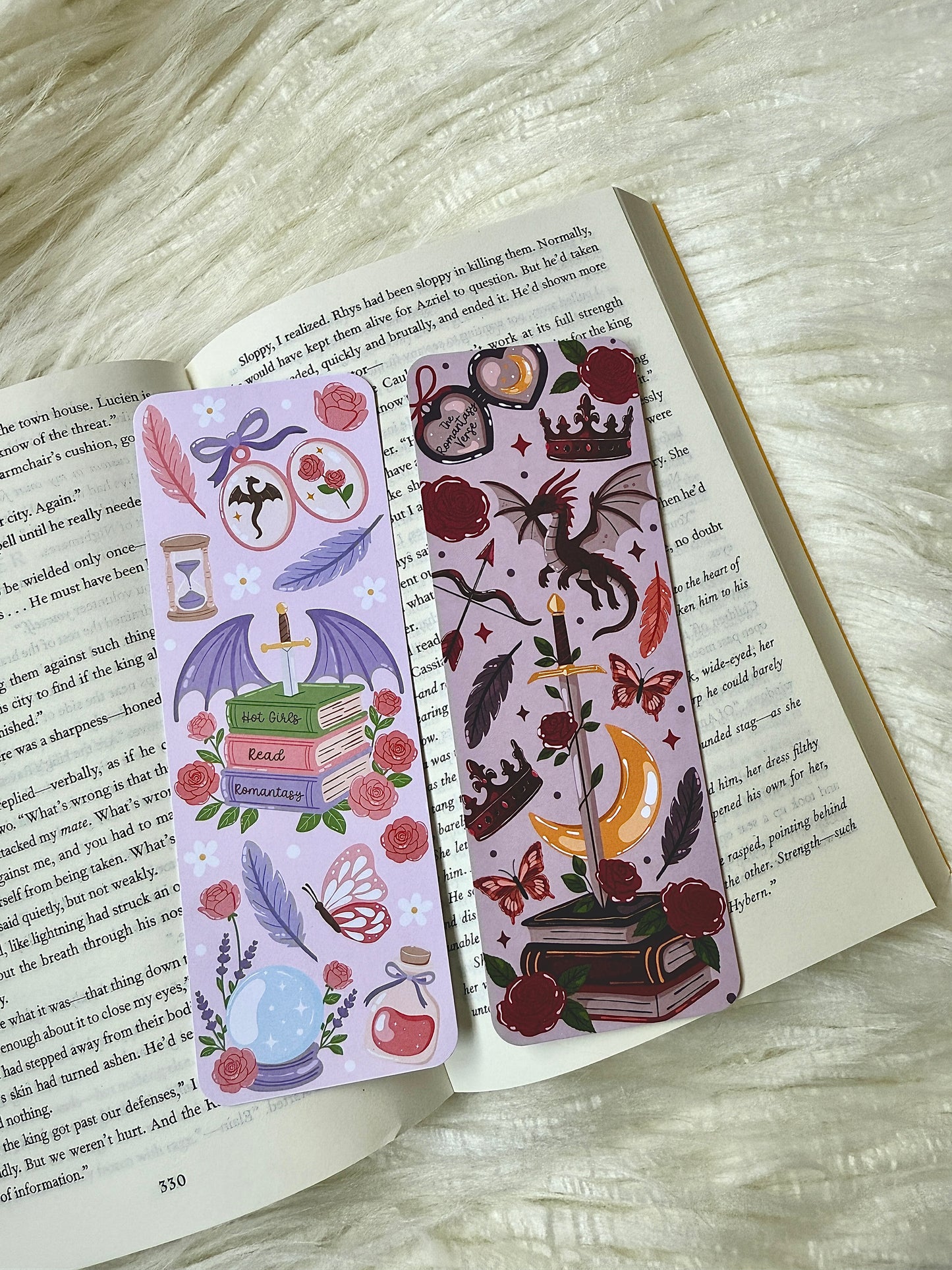 Romantasy Bookmark | Dragon and Roses Bookish Gift | Fantasy Romance Bookmark | Dark Academia Book Lover Gift | Bookish Stationery