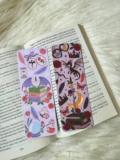 Romantasy Bookmark | Dragon and Roses Bookish Gift | Fantasy Romance Bookmark | Dark Academia Book Lover Gift | Bookish Stationery