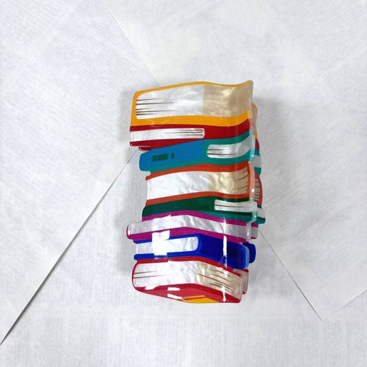 Stacked Books Hair Claw, Back-to-School Book Hair Clip: Colorful