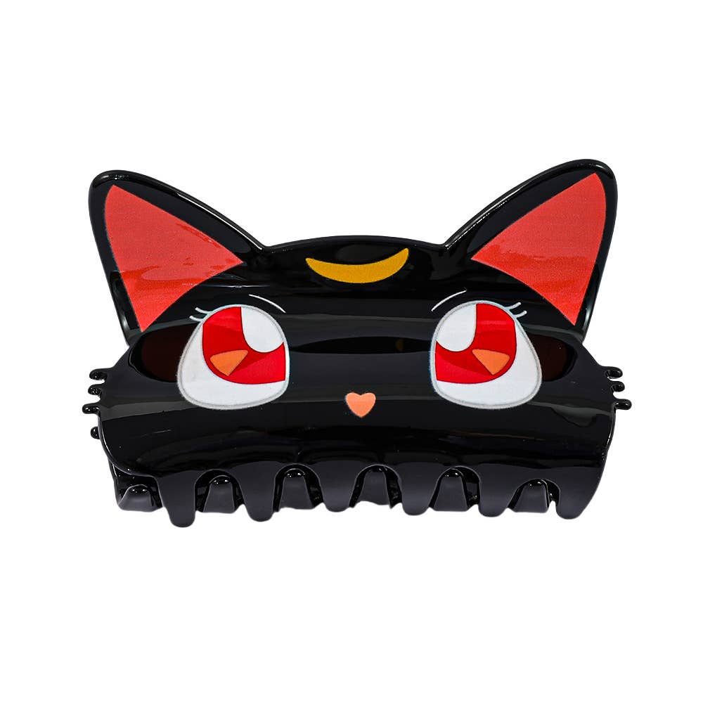 Adorable Big Eyes Black Cat Head Hair Claw Clips : B