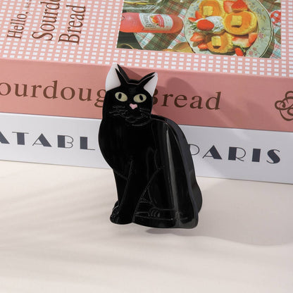 Playful Black Cat Hair Clip, Pet-Inspired Hair Accessory: Black