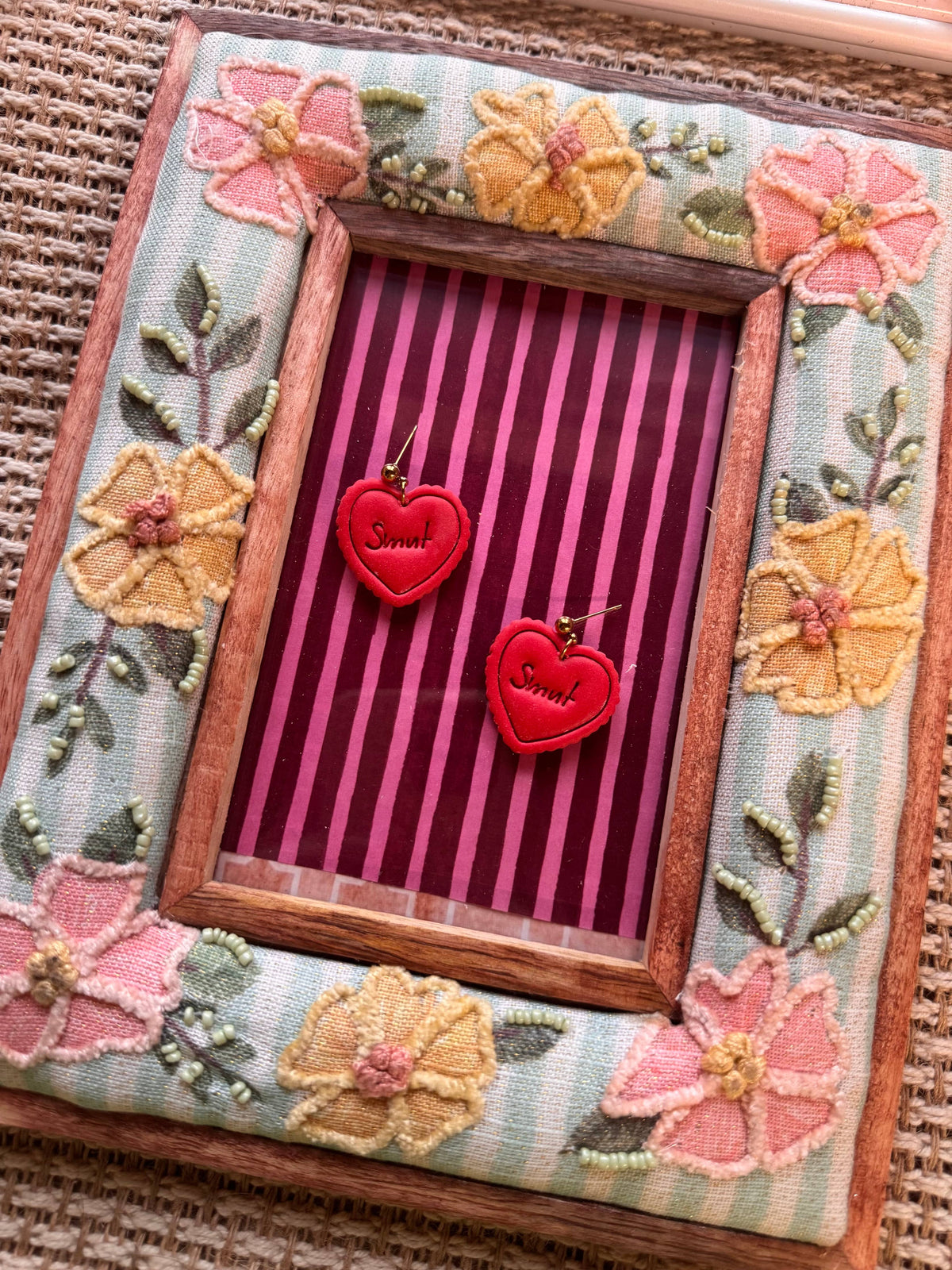 Red Smut Hearts | Polymer Clay Earrings