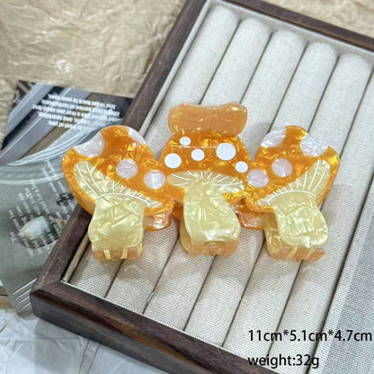Creative Colorful Triple Mushroom Large Hair Claws: Pink