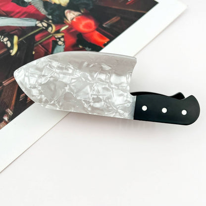Novelty Imitation Knife Hair Claw, Halloween Party Clip: White