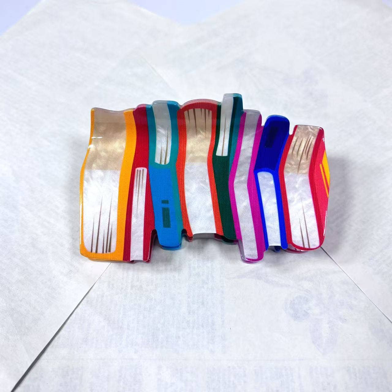 Stacked Books Hair Claw, Back-to-School Book Hair Clip: Colorful