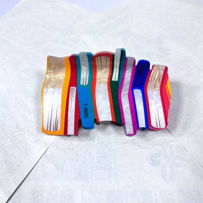 Stacked Books Hair Claw, Back-to-School Book Hair Clip: Colorful