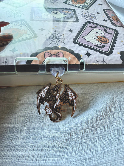 Dragon Kindle Charm, Fantasy Phone Charm, Bookish Accessory for Readers, Dragon Lover Gift, Bookish Kindle Accessory, Gothic Witchy Charm