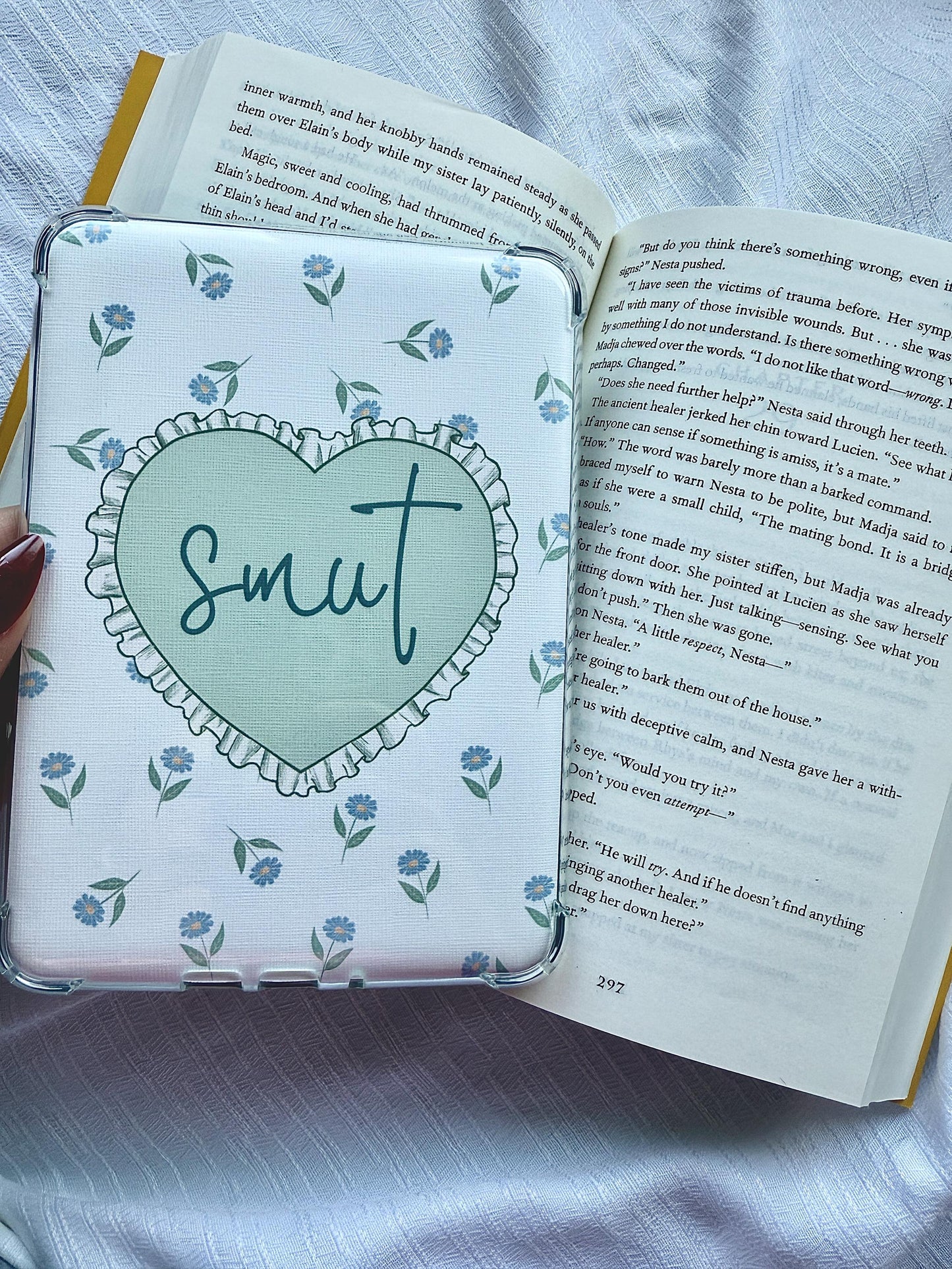 Smut Kindle Insert | Floral Heart Bookish Insert for Romance Readers & E-Book Lovers | Bookish Decor for Kindle | Bookish Gift for Readers