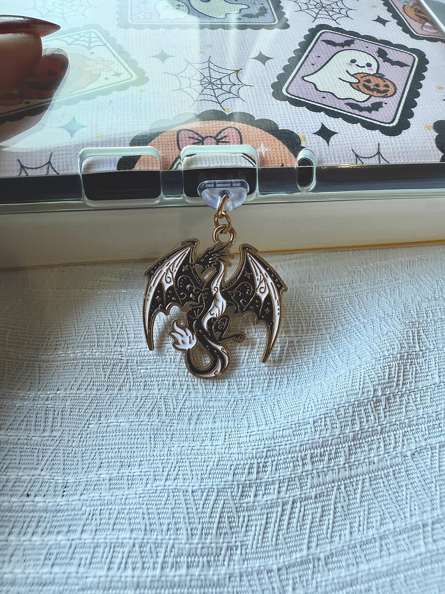 Dragon Kindle Charm, Fantasy Phone Charm, Bookish Accessory for Readers, Dragon Lover Gift, Bookish Kindle Accessory, Gothic Witchy Charm