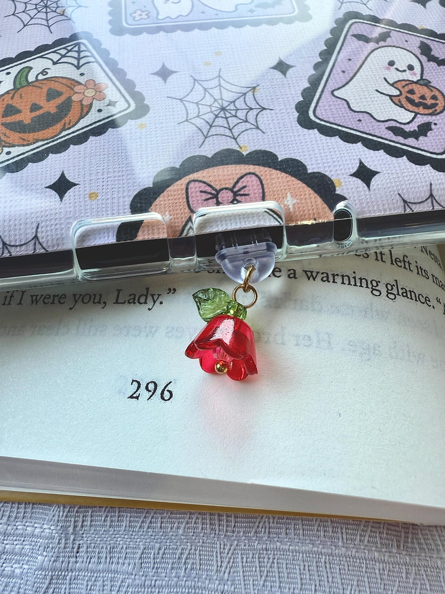 Rose Kindle Charm, Romance Phone Charm, Bookish Accessory for Readers, Rose Lover Gift, Bookish Kindle Accessory, Romance Fantasy Charm