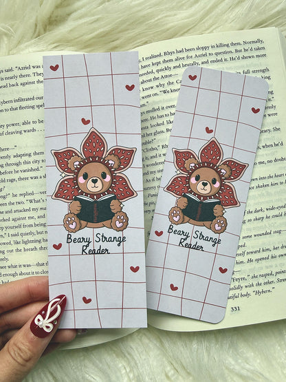 Beary Strange Reader Bookmark | Cute Demogorgon Teddy Bear | Stranger Things Inspired Bookish Gift | Bookish Stationery for Readers Hawkins