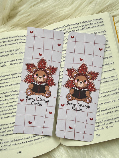 Beary Strange Reader Bookmark | Cute Demogorgon Teddy Bear | Stranger Things Inspired Bookish Gift | Bookish Stationery for Readers Hawkins