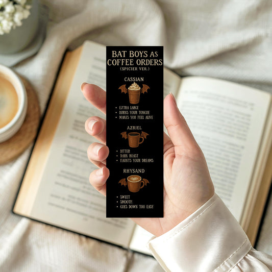 Bat Boys Coffee Bookmark | Fantasy Romance Bookmark | Booktok ACOTAR Inspired | Book Boyfriend | Spicy Reader Bookmark | Book Lover Gift |