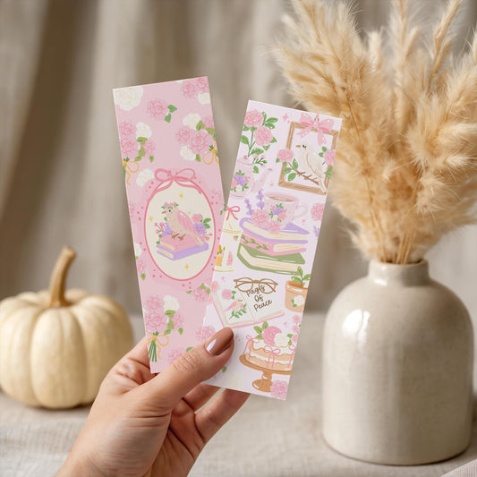 Floral Bird Bookmark | Cottagecore Bookmark | Cute Pink Bookmark | Cozy Reader Gift | Book Lover Aesthetic | Book Lover Gift
