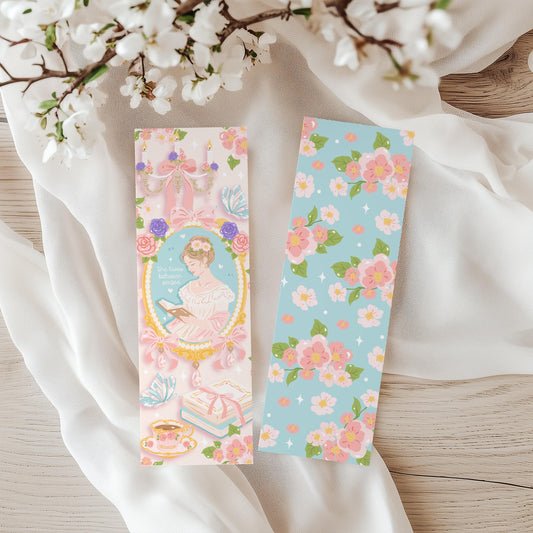 Vintage Reader Bookmark | Elegant Book Lover Gift | Feminine Aesthetic Bookmark | Cozy Tea Reading | Book Lover Gift |