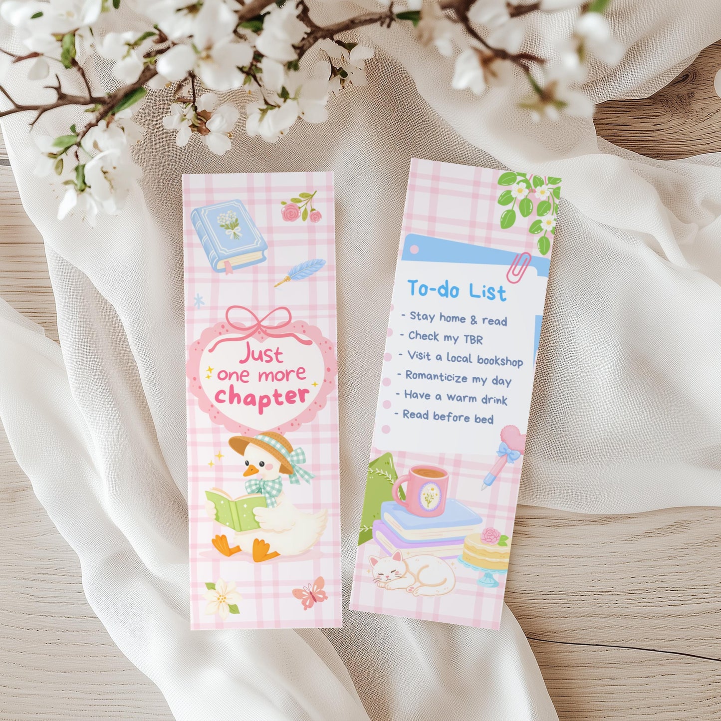 Cute Duck Bookmark | Just One More Chapter Bookmark | Cozy Reader Gift | Girly Book Lover Bookmark