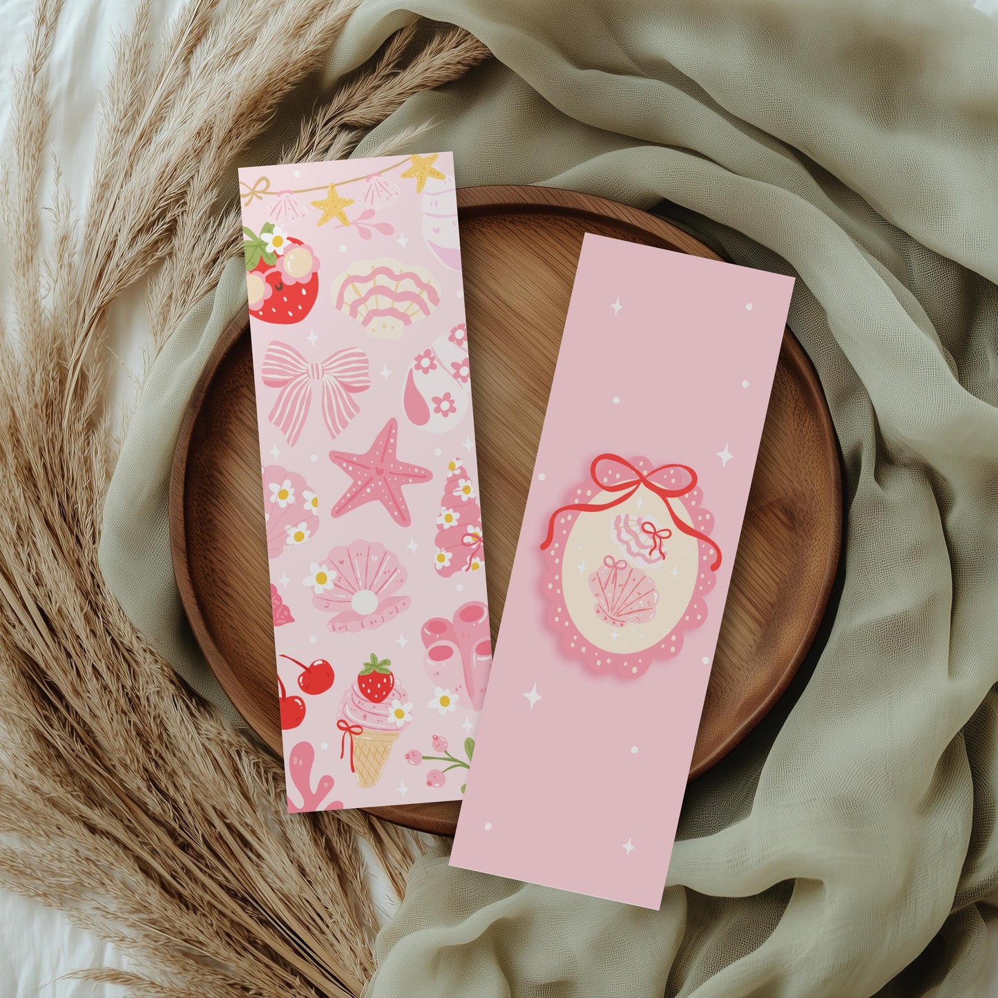 Coquette Bookmark | Pink Summer Bookmark | Cute Girly Bookmark | Strawberry Aesthetic | Book Lover Gift |